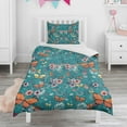 thumbnail image 1 of Flower and Butterfly Duvet Cover and Pillowcase Set for Single Bedding, Bedroom Accessories for Kids Teens, 1 of 5