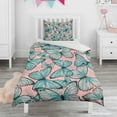 thumbnail image 1 of Flower and Butterfly Duvet Cover and Pillowcase Set for Single Bedding, Bedroom Accessories for Kids Teens, 1 of 5