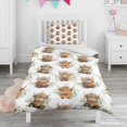 thumbnail image 1 of Flower and Highland Cow Duvet Cover and Pillowcase Set for Single Bedding, Bedroom Accessories for Kids Teens, 1 of 5