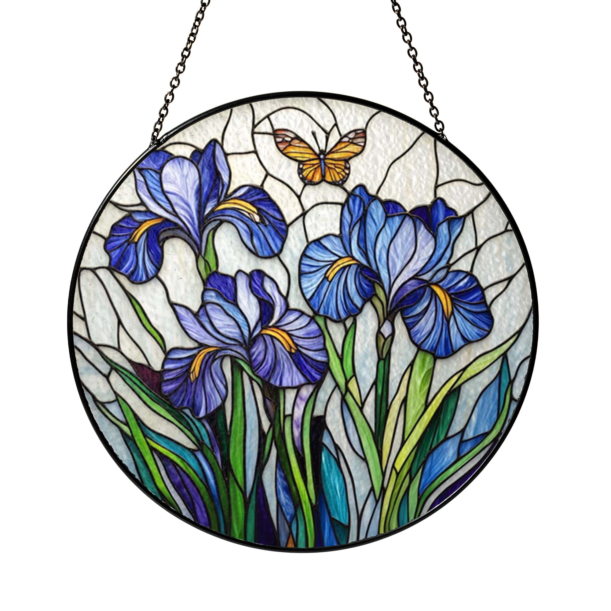 Window Flower Glass Flower and Insect Glass Style Window Hanging – Nature Inspired Decor ...