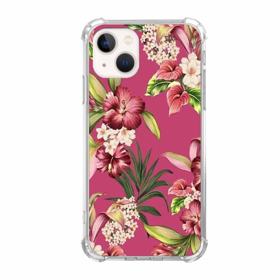 Flower and Leaves Case for iPhone 13,Aesthetic Colourful Floral Pattern Soft TPU Bumper Case Cover