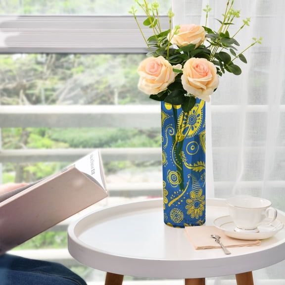 Flower and Leaves Flower Vase 11.8x3.9 inch Vases Clear Non Breakable Plastic for Modern Home Wedding Decor