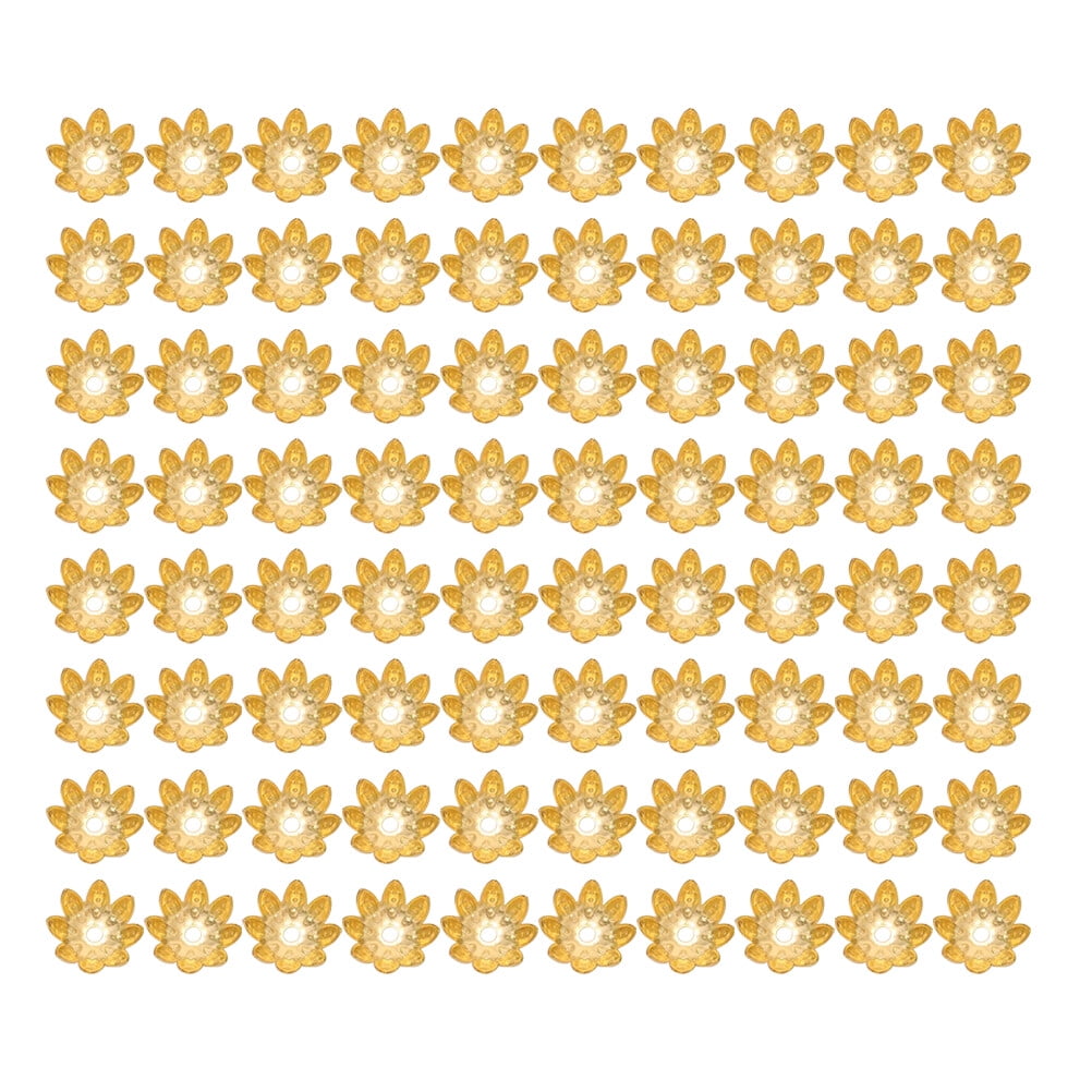 Flower bead caps 500PCS 8MM DIY Accessories Material Eight Pentals Beads Flower Caps Pendant Hollow Spacer End Caps Jewelry Findings (Golden)