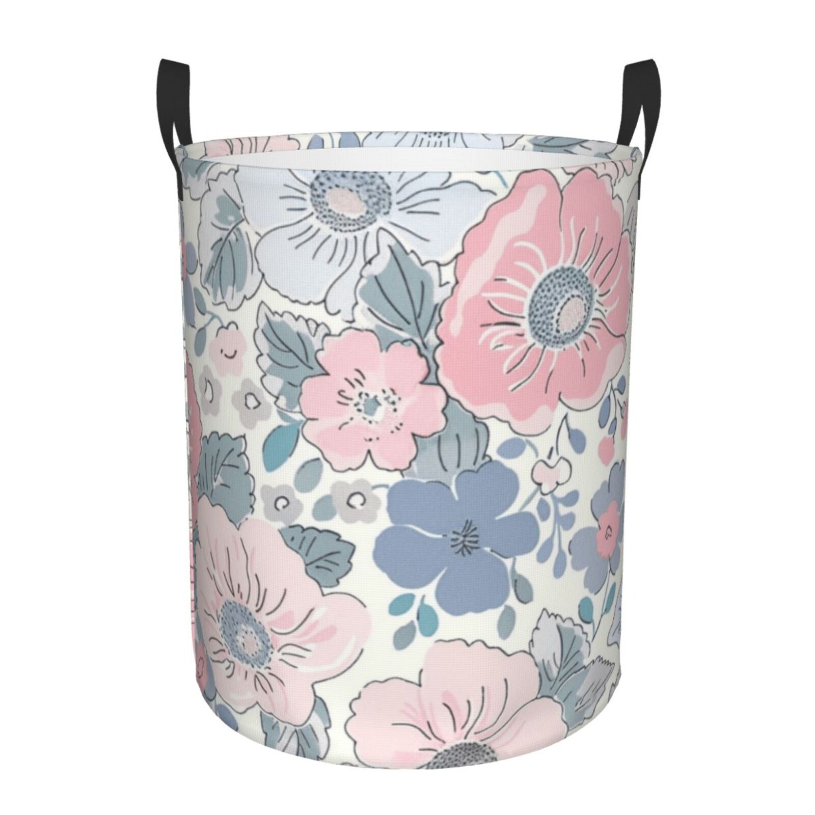 Flower drawing Circular laundry basket, dirty clothes basket with