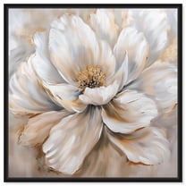 Flower in Light Tans Canvas Glam Art by Art Remedy, Black Frame, 12" x 12"