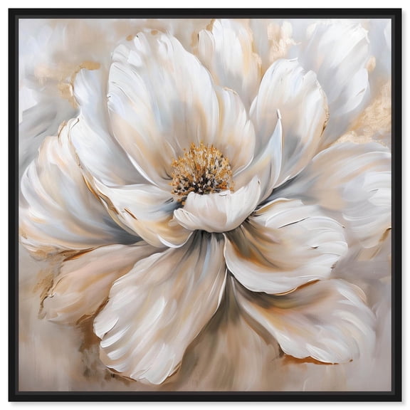 Flower in Light Tans Canvas Glam Art by Art Remedy, Black Frame, 12" x 12"