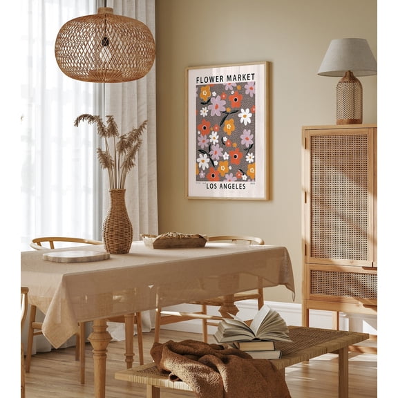 Flower market, Los Angeles Print, LA wall art, trendy flower art print, retro flowers posrer, Unframed Poster Size 24x36