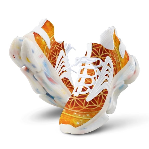 Flower of Golden Walking Shoes for Men Woman Lightweight Tennis Fashion Elastic Sports Shoes Cushion Basketball Shoes