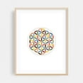thumbnail image 1 of Flower of Life Retro Colors on White - Digital Art Geometric Pattern Modern Art Minimalist Abstract Spiritual Oak Framed Wall Art Print 6 x 8 inches, 1 of 1