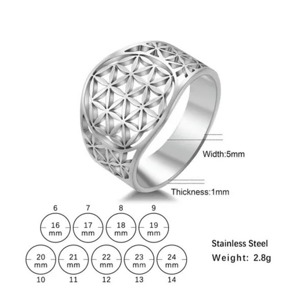 Flower of Life Rings Viking Vintage Stainless Steel Women Ring Anniversary Gift