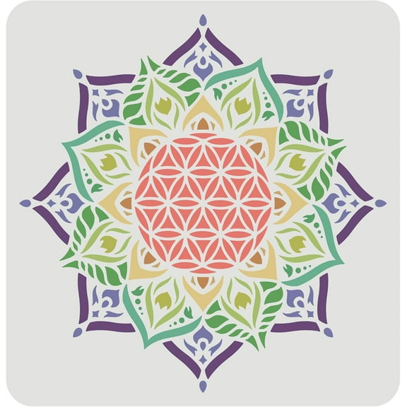 Flower of Life Stencil 11.8x11.8inch Reusable Mandala Painting Templates Om Flower Mandala Stencils Sacred Geometry Stencil