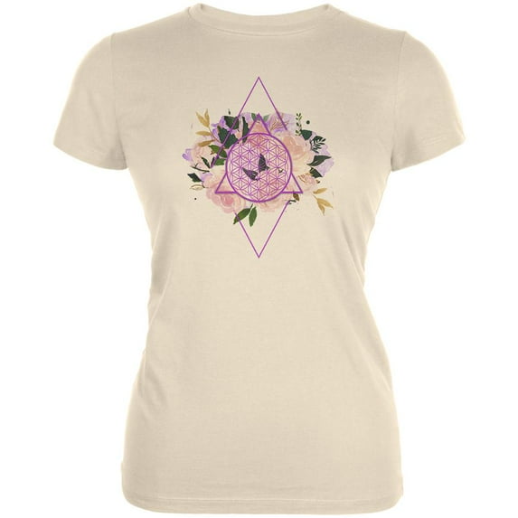 Flower of Life Watercolor Geometric Juniors Soft T Shirt Soft Cream 2XL