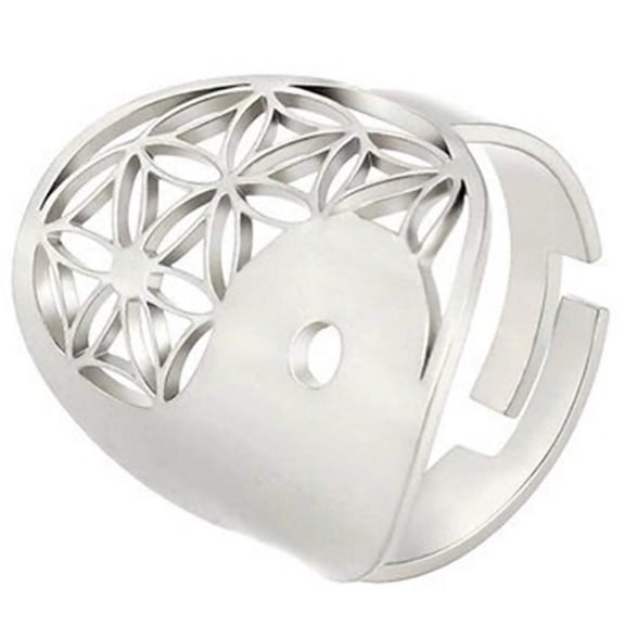 Flower of Life Yin Yang Ring Stainless Steel Spiritual Bohemian Band