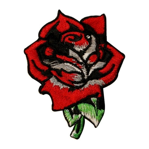 Flower of Love Red Rose Patch Garden Bloom Plant Embroidered Iron On Applique