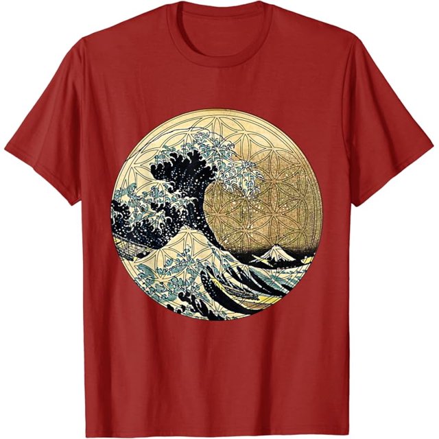 Flower of life with Kanagawa Japanese The great wave TShirt