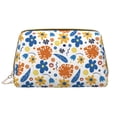 thumbnail image 1 of Flower print F Makeup Bag, Large Capacity Travel Cosmetic Bag for Women Girls- Travel Toiletry Bag Leather Portable Waterproof Makeup Case Organizer with Handle, 1 of 4