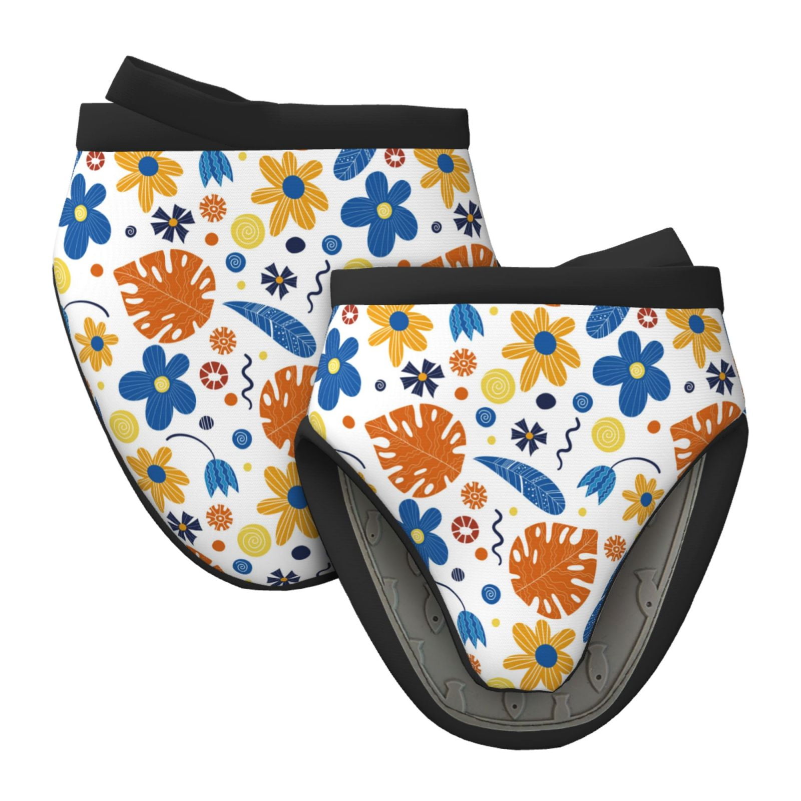 Flower print F Oven Mitts Heat Resistant, Soft Lining Silicone Mini
