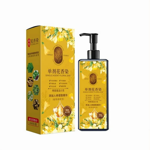 Flower-scented Plant-Based Hair Dye Shampoo, Nourishing Plant-Based Hair Dye, Long-Lasting Natural Hair Dye Shampoo, Suitable for Both Men and Women, 300ml