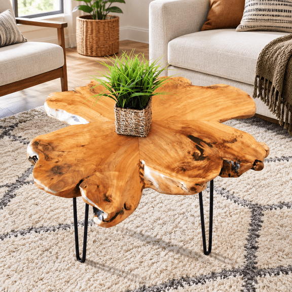 Flower-shaped Live Edge Cedar Coffee Table 32" long x 32" wide x 20.5" tall