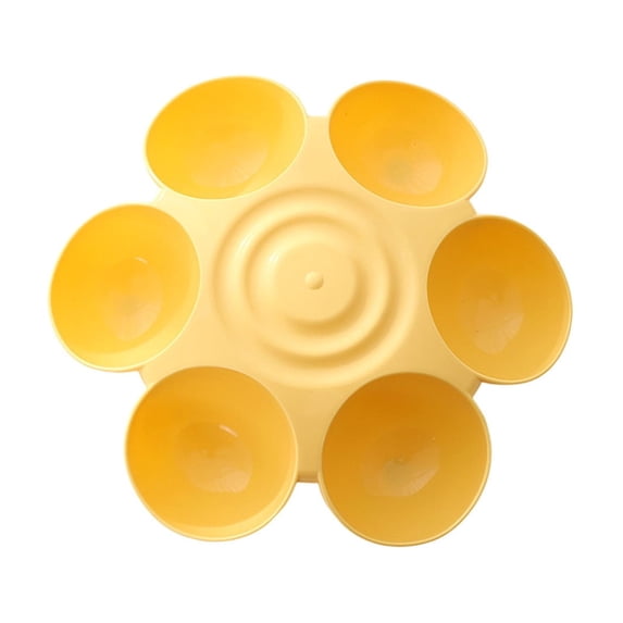 Flower‑shaped Multi‑compartment Pet Feeding Bowl, Plastic Multi‑pet Shared Food Water Bowl, Easy‑clean Divided Feeder for Cats Dogs Puppies,13.78in Yellow