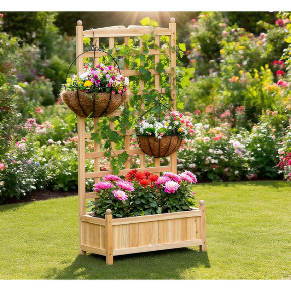 Flower shelf Wooden Raised Garden Bed , Outdoor Planter Box