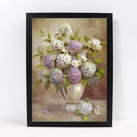 Flower still life oil painting laser sticker printing art poster framed decor Rustic Victorian Print,Antique Oil Painting for Living Room Bedroom Office 1Pack 925,Multicolor,10X13 inches