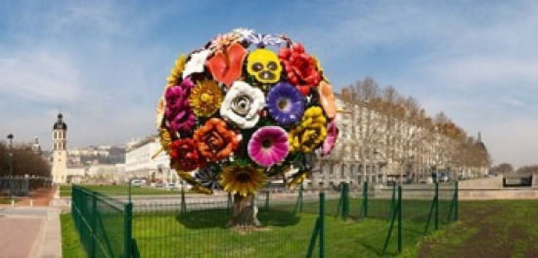 Flower tree sculpture at Place Antonin Poncet Lyon Rhone Rhone-Alpes France Canvas Art - Panoramic Images (36 x 18)