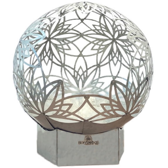 FlowerHouse: Bonfireball Fire Pit - 50" Lotus - Base & Flower Pattern Cover, Stainless Steel, Portable Fire Pit, Outdoor Décor, Patio, Backyard, Beach