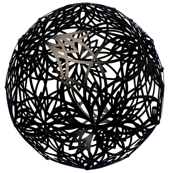FlowerHouse: GlowTheory: 18" Solar - Lotus Black - Outdoor Hanging Light Dcor, Solar Powered, Flower Pattern Shadow Effects, Water-Weather Resistant