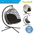 thumbnail image 1 of FlowerHouse Sand color hanging Cross-Weave loveseat with black cushion and sand color chair cover FHPC100-XWBLK, 1 of 6