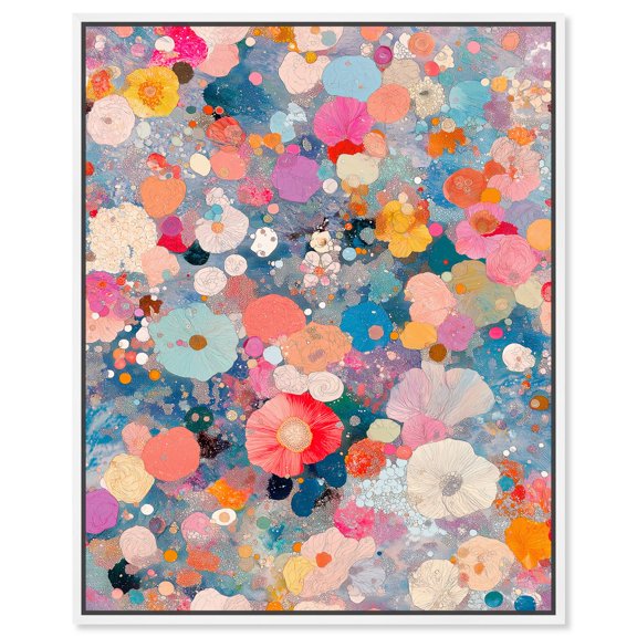 Flowerburst Symphony Canvas Vibrant Floral by Art Remedy, White Frame, 36" x 45"