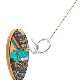 Flowerchild Short Board Edition - Tiki Toss Hook and Ring Game with Graphics on 100% bamboo backboard- 5 minutes to set up