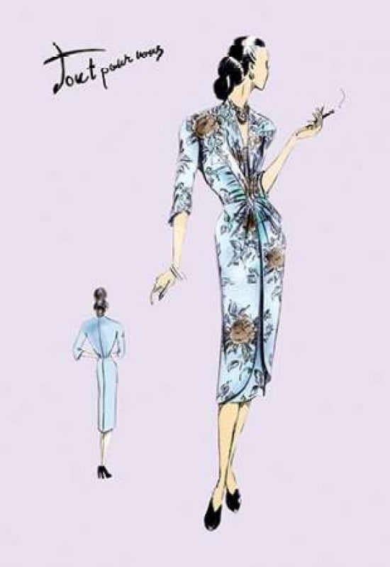 Flowered Dinner Dress 1947 Canvas Art - Unknown (24 x 36)