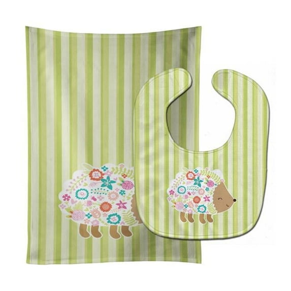 Flowered Hedgehog Baby Bib & Burp Cloth