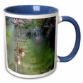 thumbnail image 1 of 3drose, Flowered Mural, Green and Pink Flowers, 15oz Two-tone Blue Mug, 1 of 6