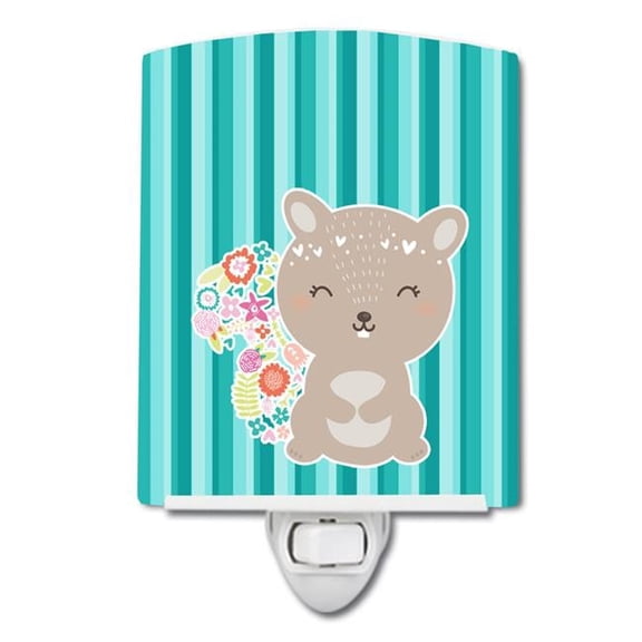 Flowered Squirrel Ceramic Night Light