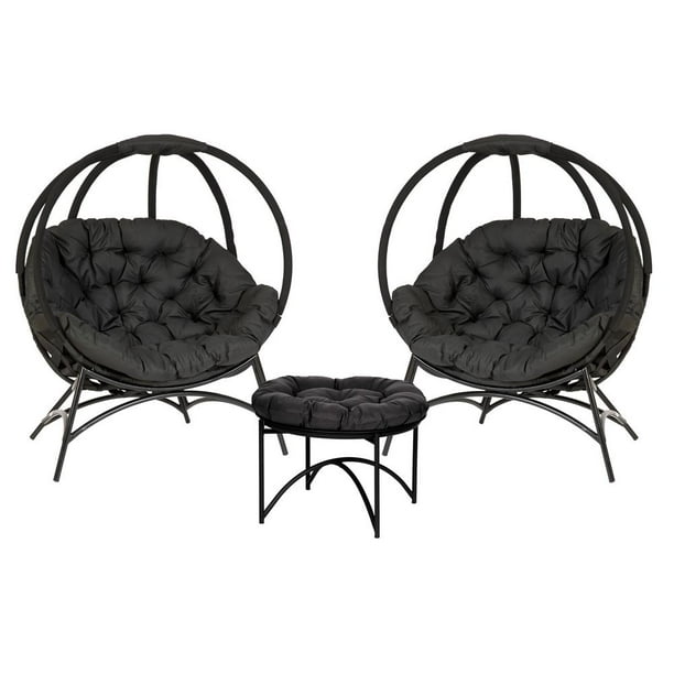 Flowerhouse Cozy Ball Chair Conversation Set in Overland Black Walmart Business Supplies