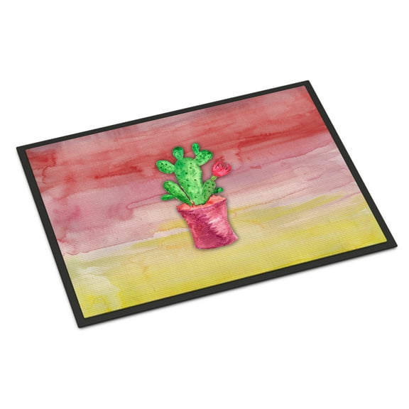 Flowering Cactus Watercolor Door Mat