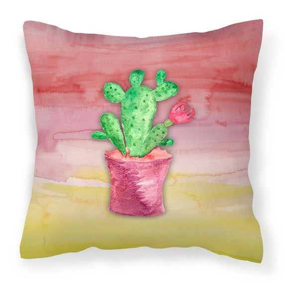 Flowering Cactus Watercolor Fabric Decorative Pillow
