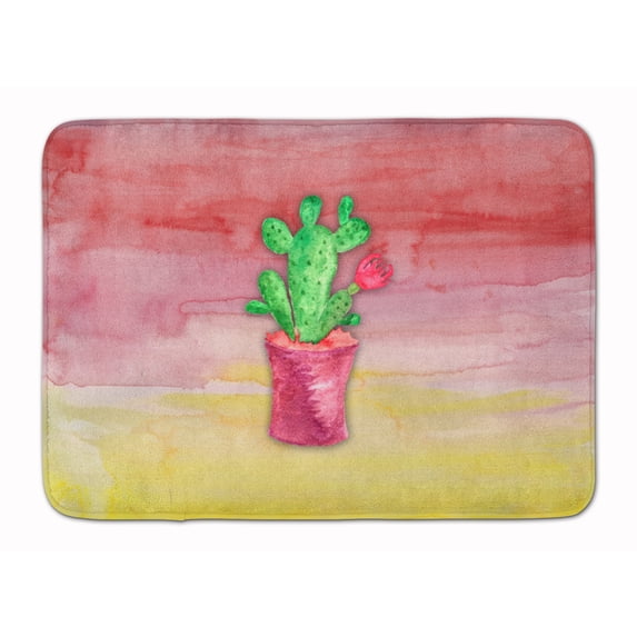 Flowering Cactus Watercolor Machine Washable Memory Foam Mat
