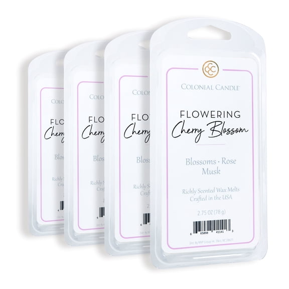 Flowering Cherry Blossom Scented Wax Melt, Colonial Candle, 2.75oz, Floral, 40h Burn, Pack of 4