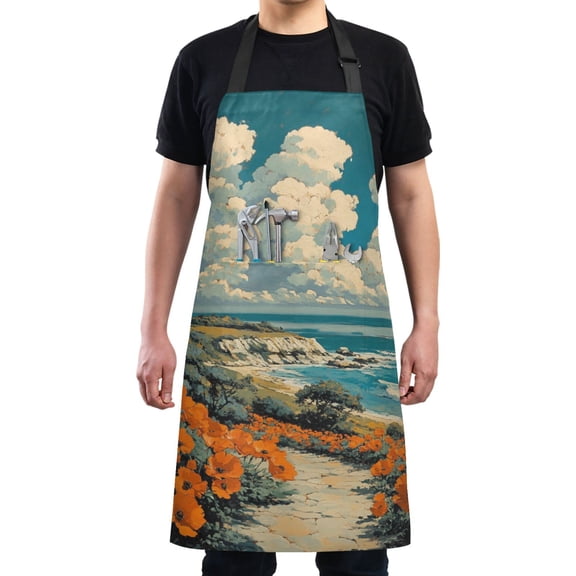 Flowering Coast Chef Kitchen Apron with Pockets for Women Waterproof Aprons for Cooking Baking