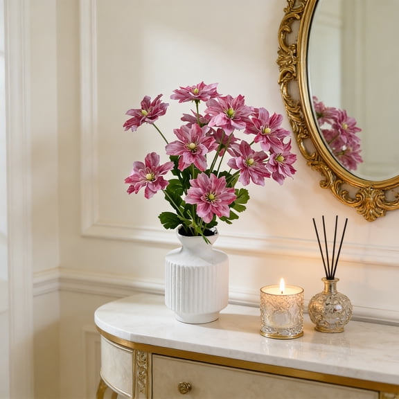 Flowering Crabapple Bonsai Artificial Plant - Lifelike Silk Floral Arrangement, Shapeable Branches, Stable Pot, Maintenance Free Home Office Wedding Décor