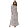 thumbnail image 1 of Flowering Crew Neck Maxi Dress with Belt, 1 of 6
