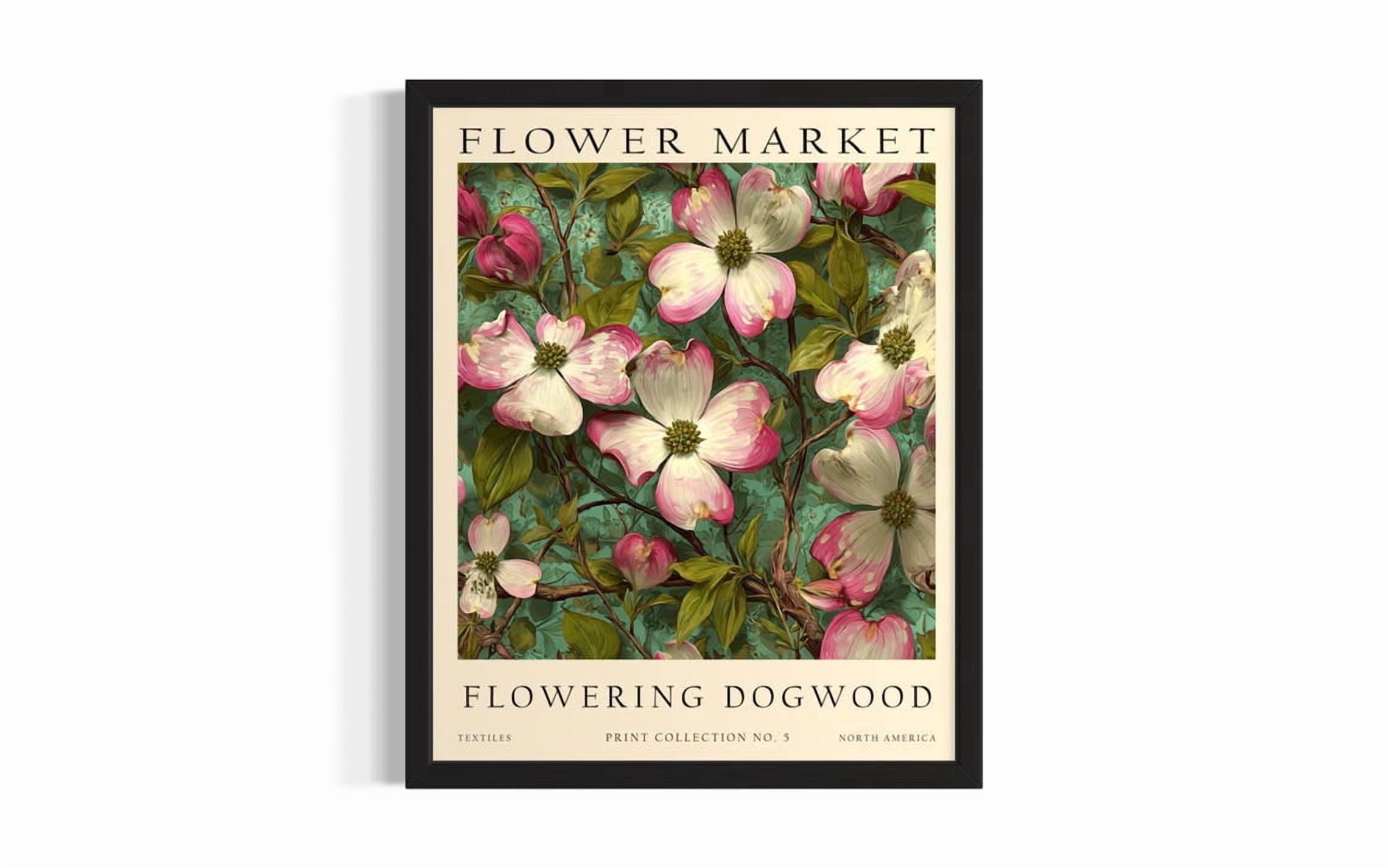 Flowering Dogwood Flower Market Wall Art Print, Vintage Botanical ...