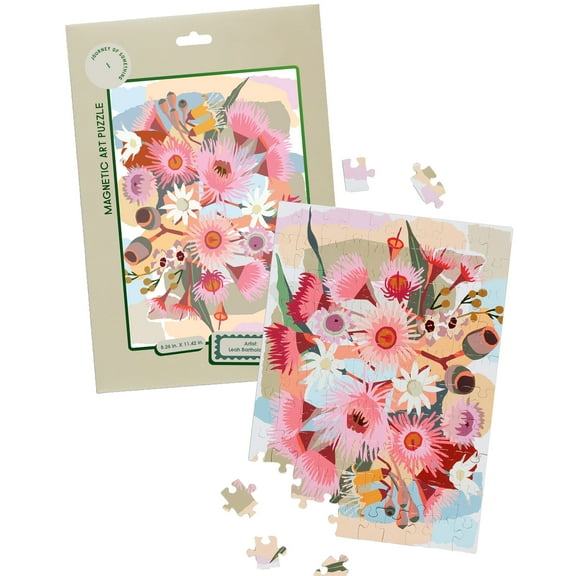 Journey of Something: Flowering Gum - 100 Piece Magnetic Art Puzzle - 11.4x8.3", Adult Fridge Display Jigsaw, Colorful Floral Scene, Artist Designed
