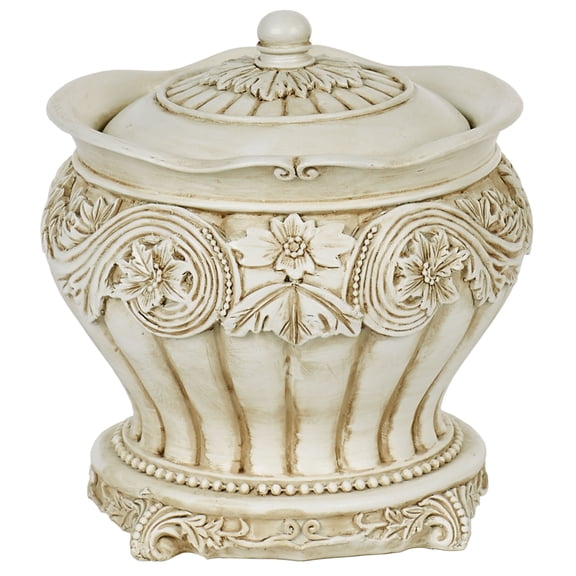 Flowering Medallion Covered Jar Antique Ivory Covered Jar