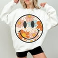 thumbnail image 1 of Flowering Summer Smiley Face Sweatshirt, Daisy Summer Pullover, Distressed Groovy Smile Sweater, Aesthetic Cozy Summer Sweatshirt, 1 of 5