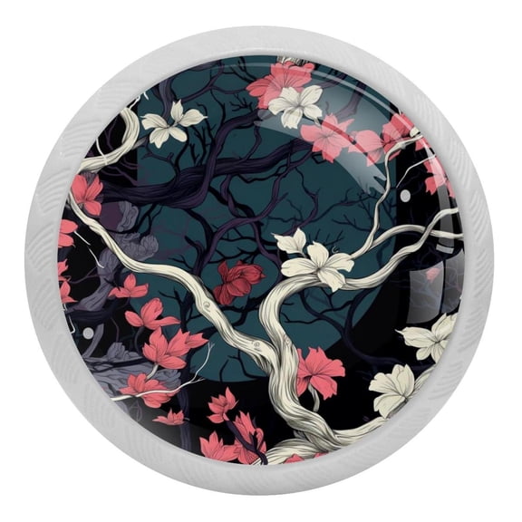 Flowering Tree Trunk Crystal Glass Drawer Knob Pull Ergonomic 30mm Circle Glowing Furniture Cabinet Handle for Kitchen Dresser Cupboard Wardrobe