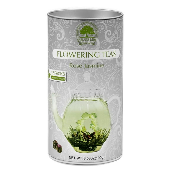 Flowering teas - Handcrafted with Natural Green Tea Leaves and Edible Flowers - 12 Pack Gift Jars - Makes 250 Cups (Colorful Life)